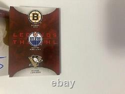 15-16 Cup Legends of the NHL Orr/Gretzky/Lemieux triple auto booklet 9/9