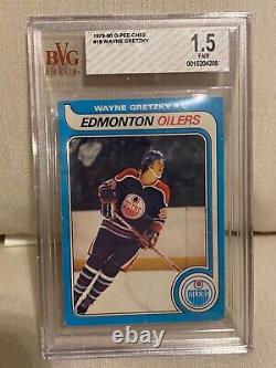 1979-80 O-Pee-Chee Wayne Gretzky Rookie Card RC #18 BVG 1.5 (1st Run- Blue Line)