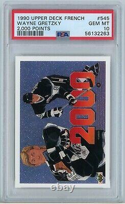 1990 Upper Deck French #545 Wayne Gretzky 2000 Points PSA Gem Mint 10 POP 18