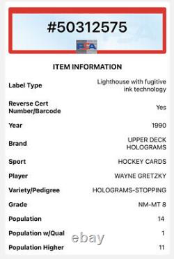 1990 Upper Deck Wayne Gretzky Hologram Stopping PSA 8 NM-MINT