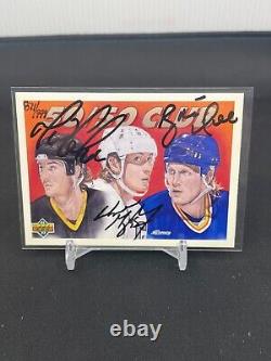 1991 Upper Deck 50/50 Club Gretzky, Lemieux, Hall Triple Autograph #/999