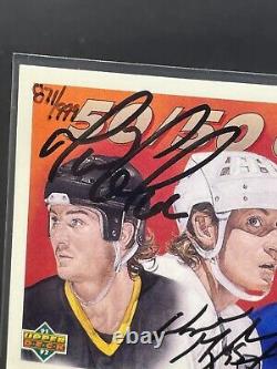 1991 Upper Deck 50/50 Club Gretzky, Lemieux, Hall Triple Autograph #/999