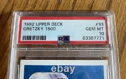 1992 Upper Deck #33 Wayne Gretzky'1500' Los Angeles Kings, Oilers PSA 10