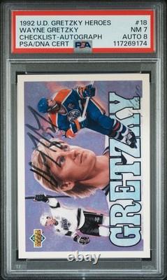 1992 Upper Deck WAYNE GRETZKY #18 AUTO On-Card HEROES PSA 7 with 8 Auto /2800