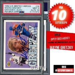 1992 Upper Deck Wayne Gretzky UDA COA on-card Autograph PSA 9/10 GEM POP 2