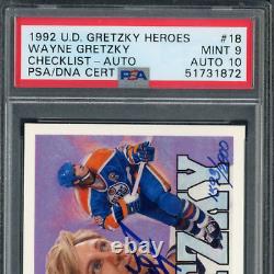 1992 Upper Deck Wayne Gretzky UDA COA on-card Autograph PSA 9/10 GEM POP 2