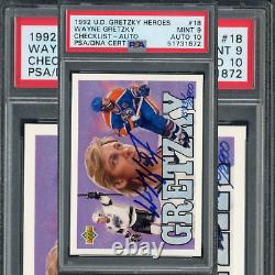 1992 Upper Deck Wayne Gretzky UDA COA on-card Autograph PSA 9/10 GEM POP 2