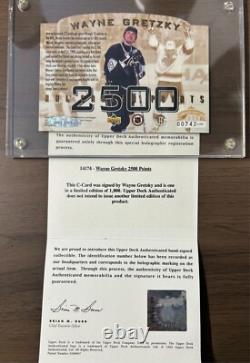 1994 UPPER DECK WAYNE GRETZKY JUMBO AUTOGRAPH 2500 CAREER PTS with COA 298/1000