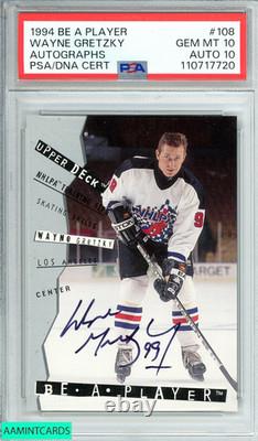1994 Upper Deck Be A Player Wayne Gretzky #108 Autographs Psa 10 Auto 10
