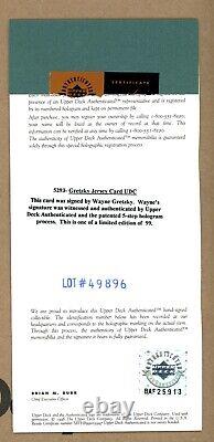 1998-99 McDonald's Upper Deck WAYNE GRETZKY Jersey Auto /99 UD Certificate