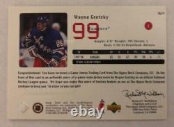 1998-99 Wayne Gretzky Upper Deck Game Jersey #GJ1 (Gretzkys 2nd Jersey ever)
