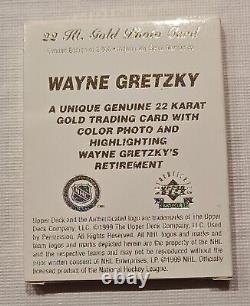 1999 UD The Great One Retires 22K Gold with COA Wayne Gretzky Sealed Card