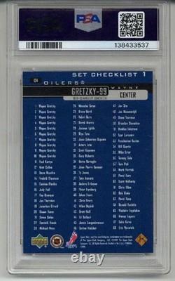 1999 Upper Deck #134 Wayne Gretzky Card Edmonton Oilers Psa 10 Low Pop Very Rare