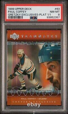 1999 Upper Deck Wayne Gretzky Exclusives #63 Paul Coffey Platinum 1/1 PSA 8