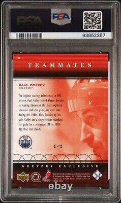 1999 Upper Deck Wayne Gretzky Exclusives #63 Paul Coffey Platinum 1/1 PSA 8