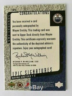 2000-01 Upper Deck NHL Legends Epic Signatures Wayne Gretzky Auto