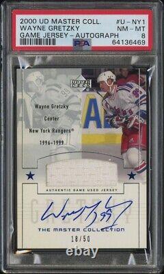 2000 UD Master Collection Wayne Gretzky Game Jersey Auto Autograph 18/50 PSA 8