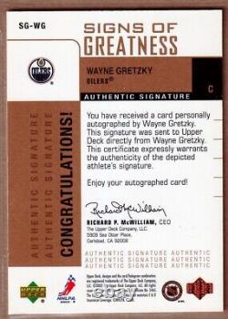 2002-03 Upper Deck Foundations Signs of Greatness WAYNE GRETZKY AUTO /46