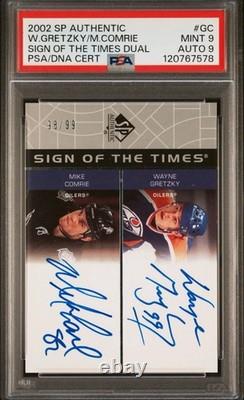 2002 SP Authentic Wayne Gretzky & Mike Comrie Sign of the Times auto 98/99 PSA 9