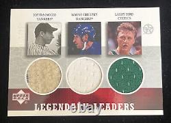 2003 Upper Deck Legendary Leaders Gretzky DiMaggio Bird Tri Jersey /250 RARE