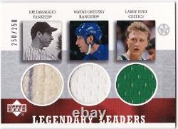 2003 Upper Deck Legendary Leaders Gretzky DiMaggio Bird Triple Jersey 250/250