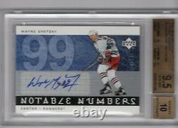 2005-06 Upper Deck Notable Numbers Autograph Auto /99 Wayne Gretzky Bgs 9.5 Rare