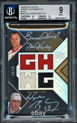 2008-09 Upper Deck Black Autograph Jersey Patch Gordie Howe, Wayne Gretzky