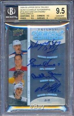 2008-09 Upper Deck Trilogy Quad Clear Cut Autograph Howe Gretzky Orr Lemieux 2/5