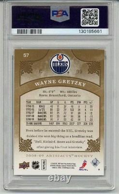 2008 Upper Deck Artifacts #57 Wayne Gretzky Card Oilers Psa 10 Low Pop Rare