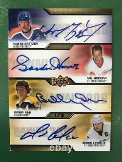 2009 Upper Deck Autograph Gordie Howe Bobby Orr Mario Lemieux Wayne Gretzky 1/3