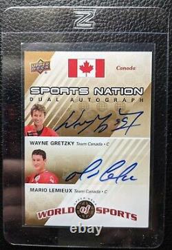 2010 Upper Deck Wayne Gretzky Mario Lemieux Dual Autograph Auto Hof #11/25