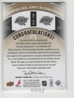 2011-12 UD SPx WAYNE GRETZKY/L. ROBITAILLE DUAL AUTO/JERSEY WINNING COMBOS 3/5