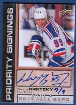 2011 Upper Deck Wayne Gretzky #7/9 Priority Signings Auto Signed Rare