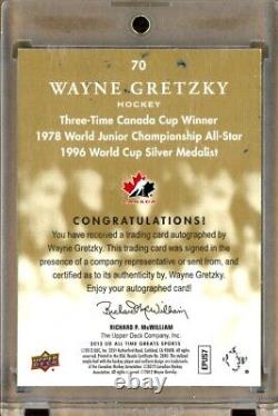 2012 Upper Deck All-Time Greats Gold #70 Wayne GRETZKY Auto 1/1 Team Canada