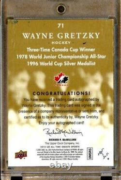 2012 Upper Deck All-Time Greats Gold #71 Wayne GRETZKY Auto 1/1 Team Canada