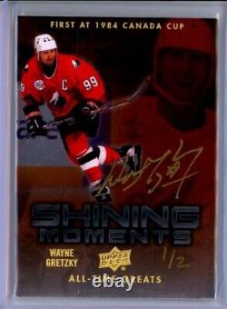 2012 Upper Deck All-Time Greats Shining Moments Gold #WG1 Wayne Gretzky AUTO 1/2