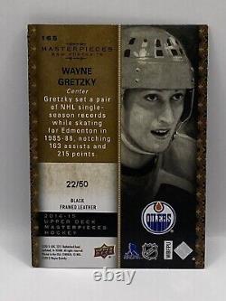 2014-15 Upper Deck Masterpieces Black Framed Leather #/50 Wayne Gretzky #165 HOF