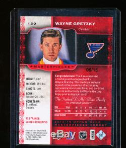 2014-15 Upper Deck Ud Masterpieces Wayne Gretzky Auto 5/15 Red Framed Cloth Rare