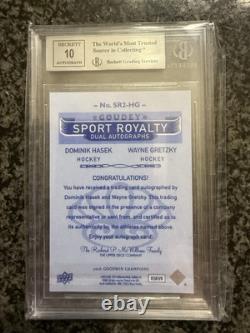 2016 Upper Deck Goodwin Goudey Sport Royalty Wayne Gretzky Hasek Dual Auto BGS 9