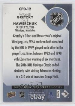 2017-18 Upper Deck Ceremonial Puck Drop Wayne Gretzky Dale Hawerchuk HOF 7o1