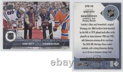 2017-18 Upper Deck Ceremonial Puck Drop Wayne Gretzky Dale Hawerchuk HOF 7o1