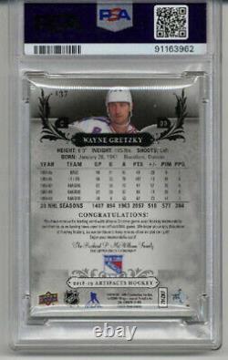 2018 Upper Deck Artifacts Jersey Relic Silver Wayne Gretzky /99 Psa 10 Low Pop 1