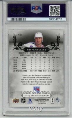 2018 Upper Deck Artifacts Ruby #137 Wayne Gretzky /349 Rangers Psa 10 Pop 2 Rare