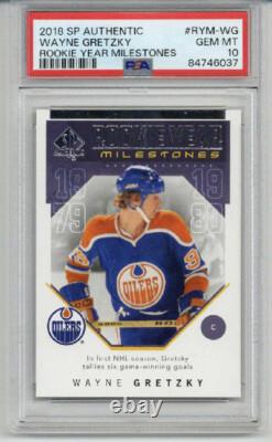 2018 Upper Deck Sp Authentic Rookie Milestones Wayne Gretzky Oilers Psa 10 Pop 6