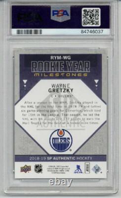 2018 Upper Deck Sp Authentic Rookie Milestones Wayne Gretzky Oilers Psa 10 Pop 6