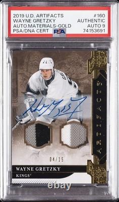 2019 Upper Deck Artifacts Auto Materials-gold Wayne Gretzky 4/15 Psa Auth Auto 9