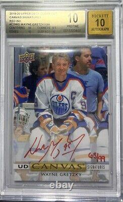 2019 Wayne Gretzky Clear Cut Canvas Auto/99 Red Ink BGS 10 Pristine Auto 10