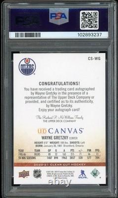 2020 UD Clear Cut Wayne Gretzky Auto Canvas Sig Red Ink Oilers PSA 9 Auto 10