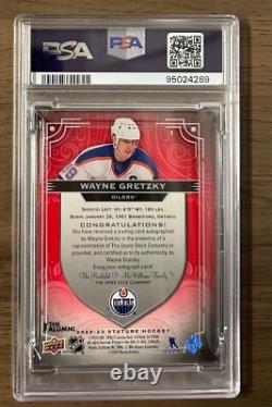 2022 Upper Deck Stature Wayne Gretzky Photo Variant Red Auto 5/5 #1 Psa 8