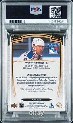2024 Upper Deck Stature Wayne Gretzky Auto Blue /25 #26 Sp Auto Ssp Psa 9